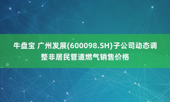 牛盘宝 广州发展(600098.SH)子公司动态调整非居民管道燃气销售价格